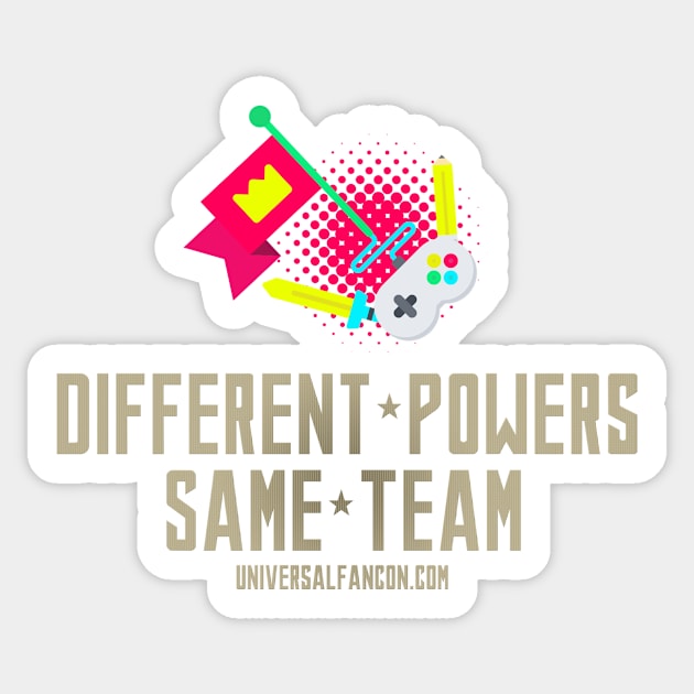 Different Powers Same Team Tee 2 Sticker by universalfancon